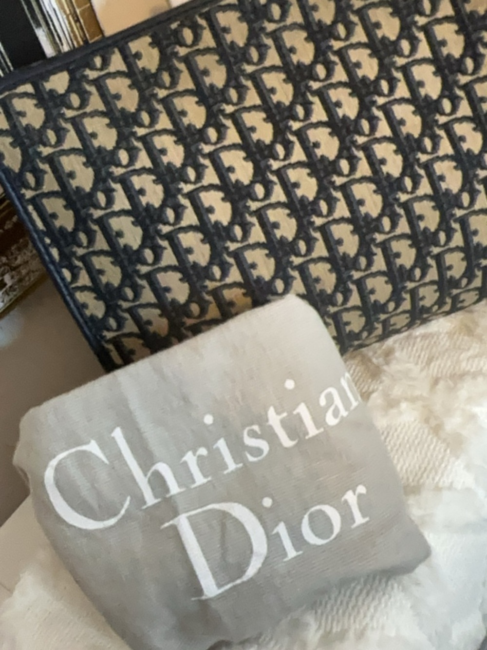 Dior Navy Blue Trotter Clutch